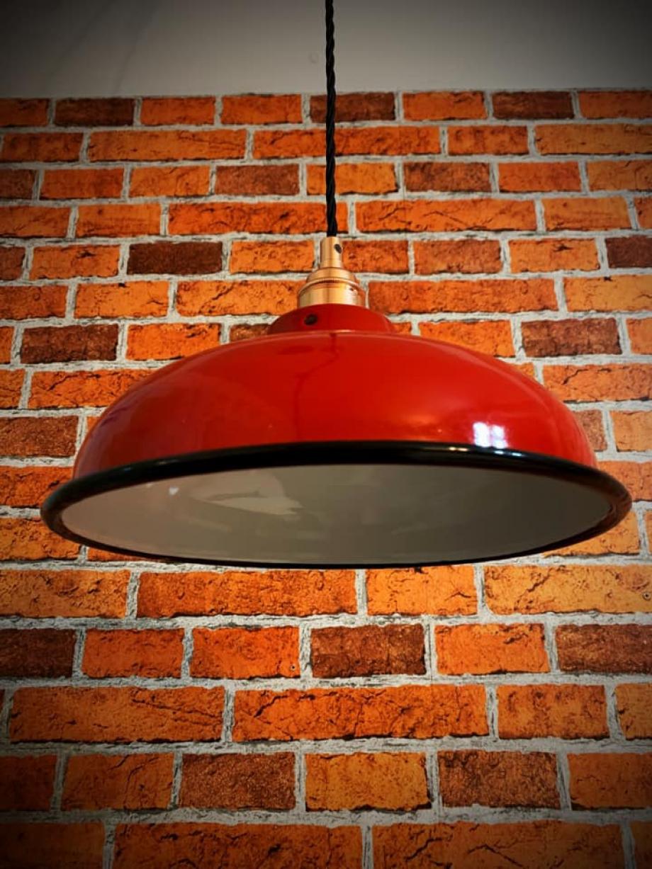 red enamel light shade